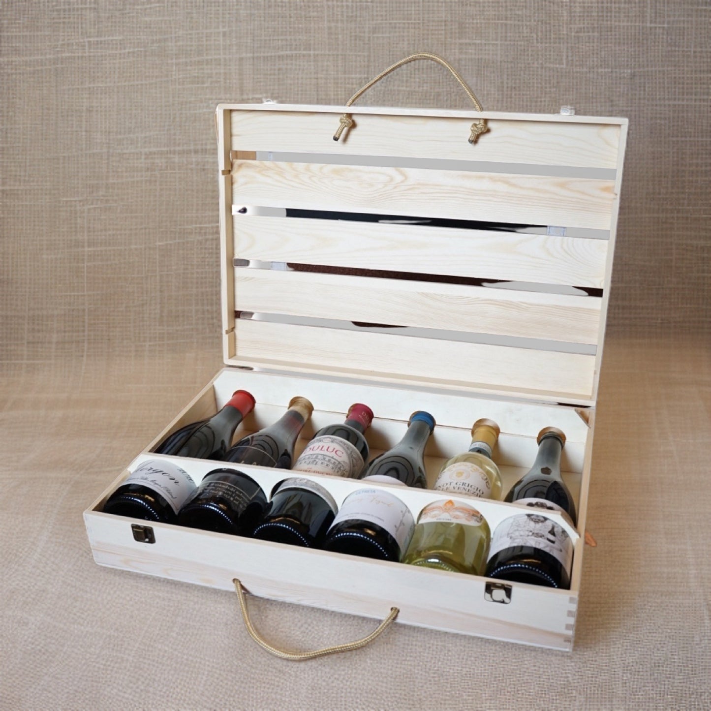 Branded Wooden Wine Suitcase 6 bottles