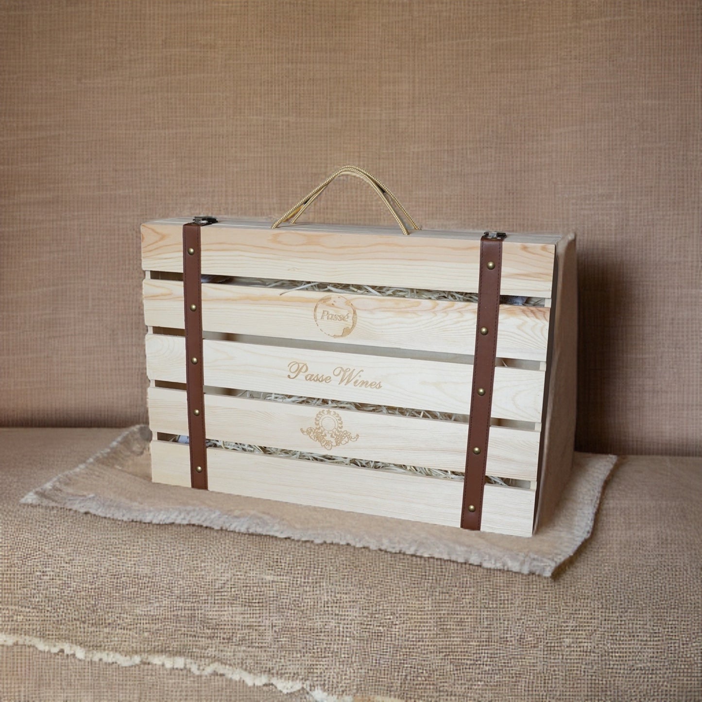 Branded Wooden Wine Suitcase 6 bottles